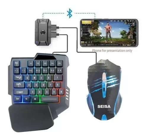 Teclado + Mouse Gamer Para Celular Con Adaptador