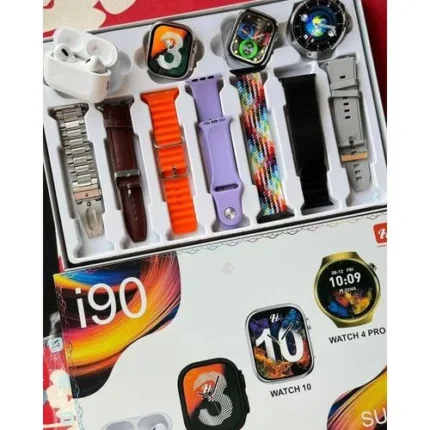 Triple Smartwatch I90 Suit Ultra + Auricular PRO + 6 Correas (contestan Llamadas, Ios & Android)