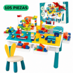 MESA DE ESTUDIO & BLOQUES 105 PIEZAS + SILLA