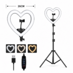 ARO LED CORAZON 26CM + TRIPODE - 1 SUJETADOR