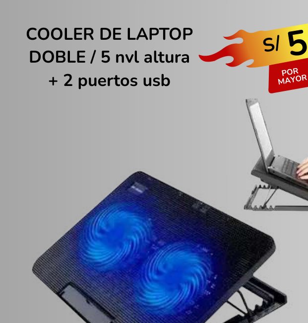 COOLER DE LAPTOP DOBLE COOLER DE LAPTOP DOBLE - Imagen 1