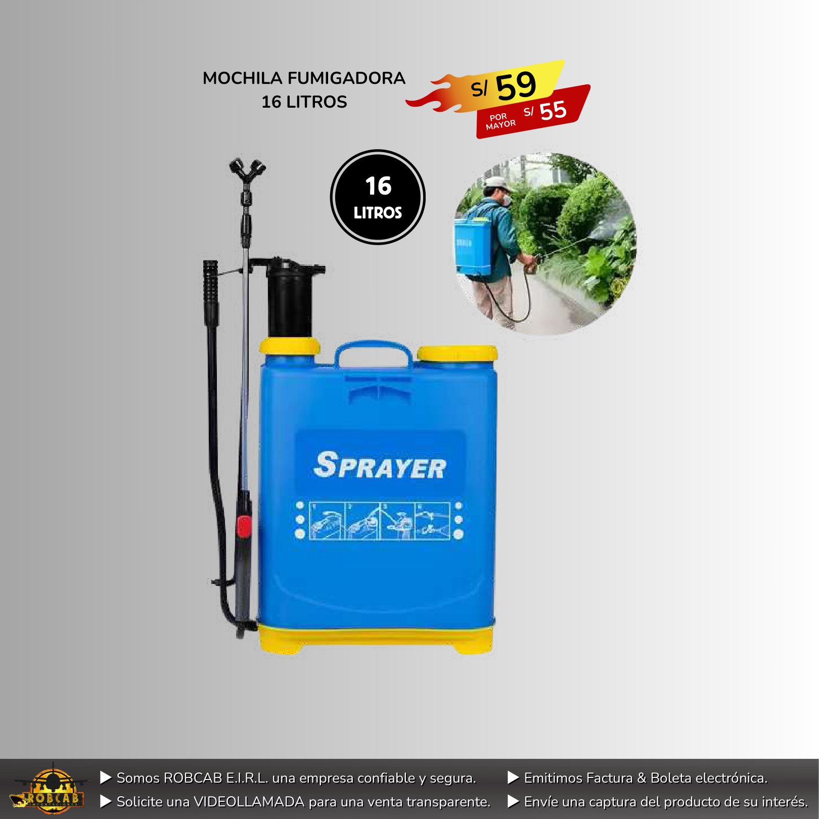MOCHILA FUMIGADORA 16 LITROS MOCHILA FUMIGADORA 16 LITROS - Imagen 1