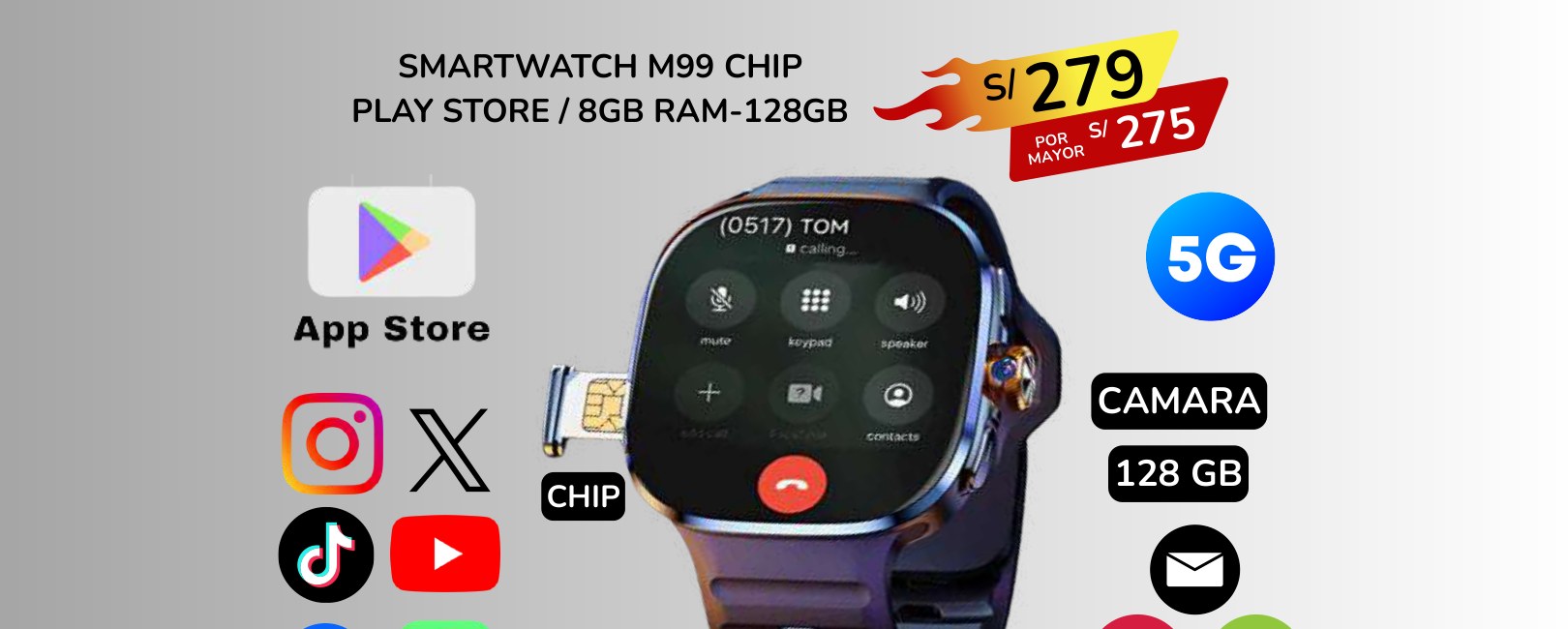SMARTWATCH M99 CHIP SMARTWATCH M99 CHIP - Imagen 1