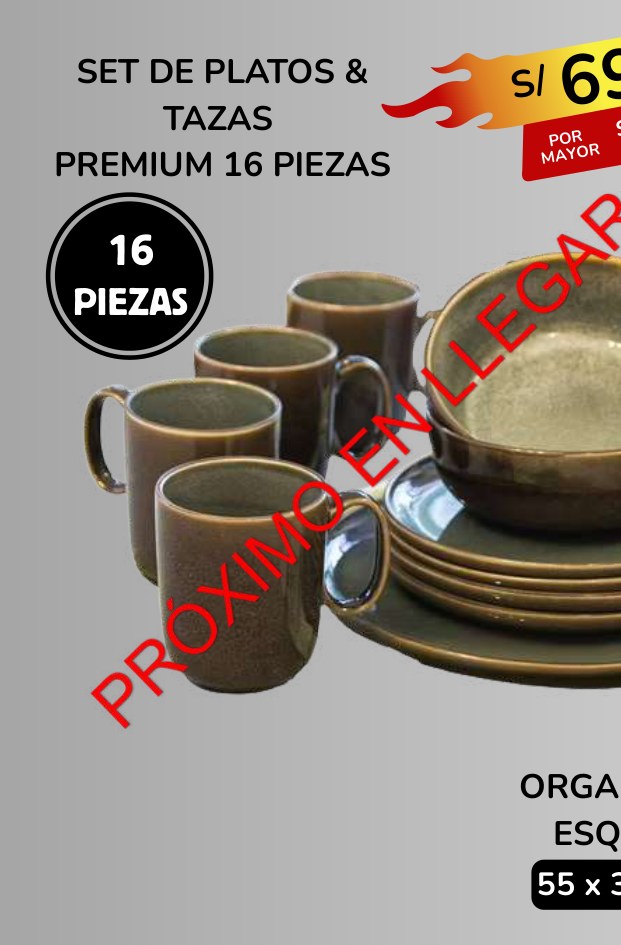 SET DE PLATOS & TAZAS PREMIUM 16 PIEZAS SET DE PLATOS & TAZAS PREMIUM 16 PIEZAS - Imagen 1