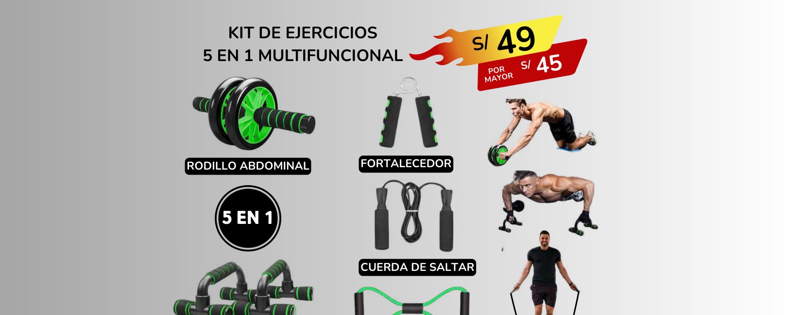 KIT DE EJERCICIOS 5 EN 1 MULTIFUNCIONAL KIT DE EJERCICIOS 5 EN 1 MULTIFUNCIONAL - Imagen 1