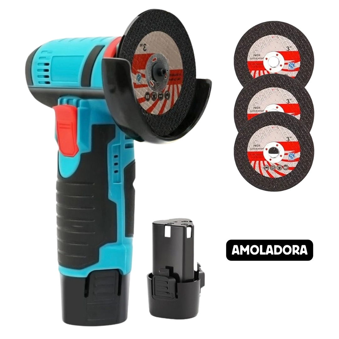 17 AMOLADORA ANGULAR INALAMBRICA / DOBLE BATERIA + KIT COMPLETO - Imagen 1