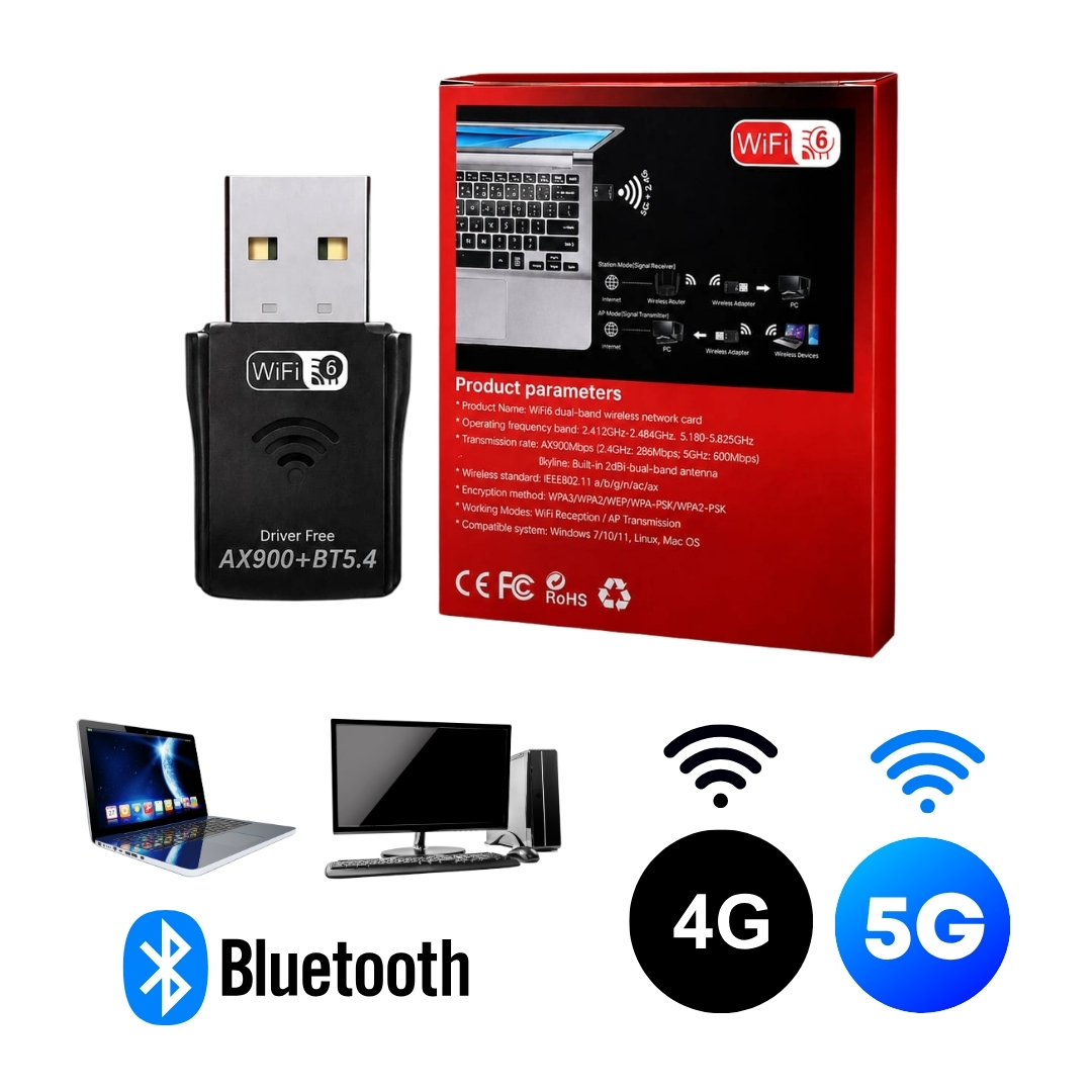 20W (6) ADAPTADOR DUAL WIFI 5G/2.4G + BLUETOOTH 5.4 - Imagen 1